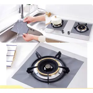 Kitchen Cooking Dishwasher Safe Non Stick Burner Stove Cover 8 Pack Black 0.2mm Gas Range Protectors Liner