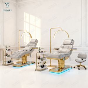 Camilla de Masaje Eléctrica de Diseño Original Cama de Belleza para Salón Cama Facial para Tratamiento de Pestañas Cama de Esteticista con Base Dorada - Product Image 6