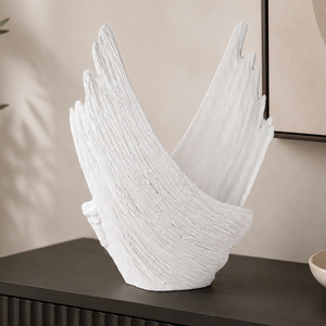 Bol en céramique blanc sculpté à la main, ornement en céramique abstrait moderne, décoration de table pour la maison et l'hôtel, vente en gros, OEM, ODM, usine - Product Image 2