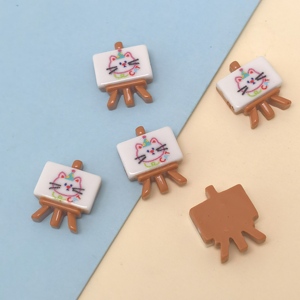 100 PIÈCES Cabochons en résine mignons à motifs de tableau de <span class=keywords><strong>dessin</strong></span> et pinceaux, à dos plat, pour <span class=keywords><strong>la</strong></span> création de bijoux DIY, accessoires de décoration pour scrapbooking, vente en gros - Product Image 6