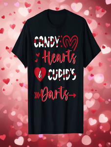 T-shirt unisex con design a cuori di San Valentino, manica corta, cotone, stampa casual sul davanti, girocollo, vestibilità regolare - Product Image 2