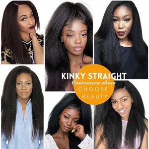 Pelucas de cabello humano rizado recto con encaje frontal - Product Image 1