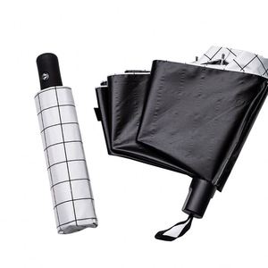 Contemporary Design Compact <b>Windproof</b> Travel Portable Sun UV Automatic Folding Pongee Three-Folding Plaid Customizable <b>Umbrella</b> - Product Image 1