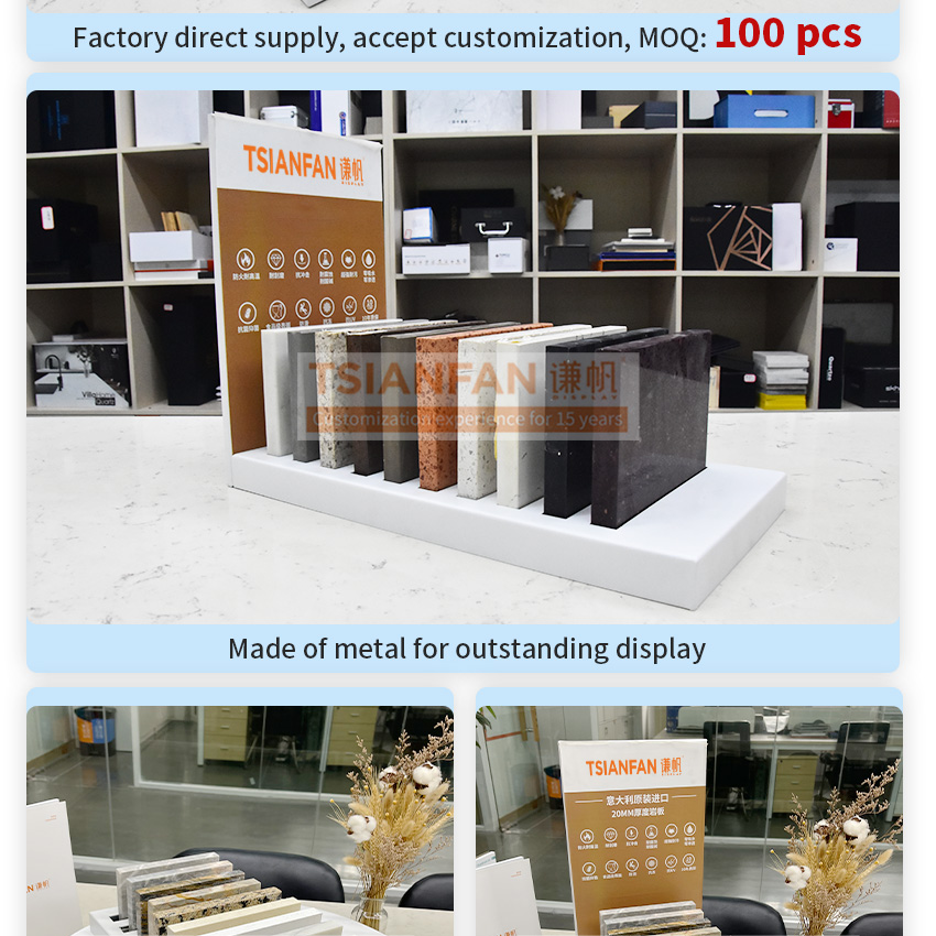 Wholesale Retail Quartz Sample Tabletop Racks Mosaic Granite Marble Artificial Stone Table Display Rack Countertop Tile Display