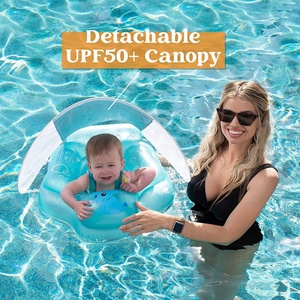 Baby Pool <b>Float</b> with Detachable Canopy, Elephant Pattern Infant Baby Swim <b>Floats</b>, Sun Protection Baby Infant Water Swimming Floa - Product Image 3
