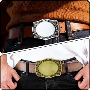 CALFOVERA Boucle de ceinture ovale réglable en alliage métallique, gravée à motifs floraux, style antique et vintage, fermoir de remplacement pour ceintures western et cow-boy - Product Image 6