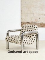 Fauteuil individuel rétro à pois style Bauhaus, fauteuil lounge de luxe léger et mobile avec structure en tube d'acier inoxydable, chaise de designer pour salons