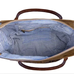 Bolso de hombro de lona de talla grande Retro para mujer, bolso de mano de compras hecho a mano, bolso de mano informal para mujer