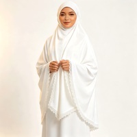 Ensemble Khimar blanc pour femmes, avec capuche intégrée, vêtements modestes, vêtements musulmans islamiques, longueur au sol