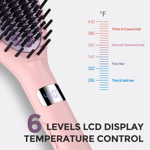 Cepillo Alisador de Cabello Iónico Multifunción Rozamor, Cerámico, 6 Ajustes de Temperatura, Apagado Automático de Seguridad, Doble Voltaje, Rosa - Product Image 4