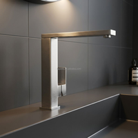 Ensemble de douche moderne monocommande en acier inoxydable à poser sur le plan, finition chromée, avec cartouche céramique rotative pour eau chaude/froide