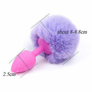 Sumbat Bokong Pompon <span class=keywords><strong>Furry</strong></span> Baja Tahan Karat Mainan Seks Pasangan Mainan Bokong Pria Wanita <span class=keywords><strong>Vibrator</strong></span> Lembut Silikon Dewasa Colokan Anal Pria - Product Image 4