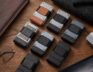 Snelle toegang aluminium kaarthouder creditcardportemonnee met trekstripje echt lederen geldriem voor zakenreizen - Product Image 6