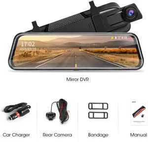 New Dual 1080P Car DVR 9.66 Inch FHD Touch screen Streaming Media Rear View Mirror Car Black Box Starlight Night Vision Dash cam