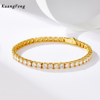 Bracelet tennis en argent sterling 925 et plaqué or 18 carats avec moissanite, style hip-hop rock, pour hommes et femmes, 12462 Fine Fashion