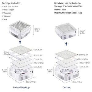 Aspirateur de poussière professionnel intégré pour ongles, collecteur de poussière de bureau pour manucure, ventilateur d'extraction avec filtre pour ongles en gel - Product Image 6