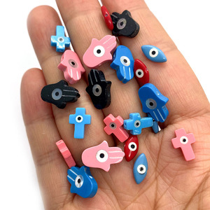 Perles en vrac en forme d'œil de turc, de <span class=keywords><strong>croix</strong></span> et d'œil de cheval, multicolores, à motif naturel, pour la fabrication de bijoux - Product Image 2