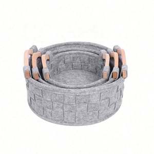 Panier de rangement rond pliable pour animaux de compagnie en feutre populaire pour la maison avec poignées - Product Image 2