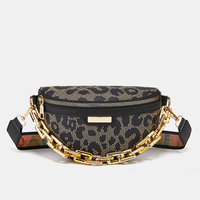 Sacs banane tendance personnalisés pour femmes avec chaîne, imprimé léopard, en cuir PU, pochettes pour téléphone, sacs messager de poitrine avec fermeture éclair, sacs de taille