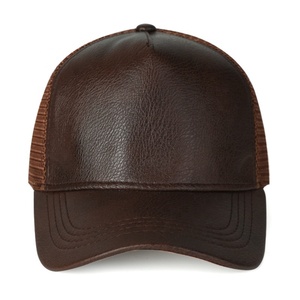 Gorras al por mayor: Gorras trucker de 5 paneles de cuero y malla, gorras deportivas personalizadas de moda para hombre, para ciclismo al aire libre, viajes a la playa y uso recreativo. - Product Image 3
