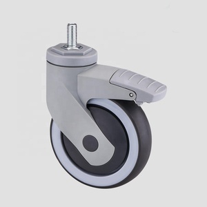 <span class=keywords><strong>Roulettes</strong></span> pivotantes avec frein à anneau de maintien, tige en nylon, fourche en TPR, noyau en PP pour chariots de transport, chariots utilitaires, chariots de service alimentaire - Product Image 4