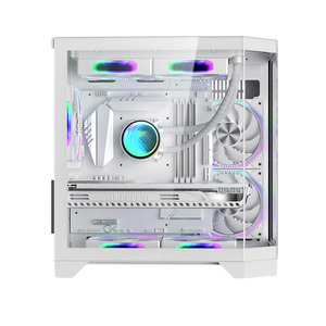 Boîtier de jeu M-ATX Mid Tower avec panneau en verre trempé et en maille. Support pour PC de jeu DIY de bureau de 240 mm. - Product Image 5