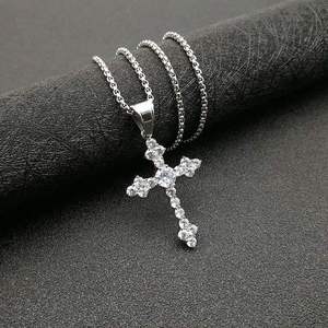 Pendentif Croix <span class=keywords><strong>Catholique</strong></span> Hip Hop pour Hommes, Collier Religieux en Acier Inoxydable, Bijoux Chrétiens Imperméables et Inoxydables pour Homme - Product Image 5