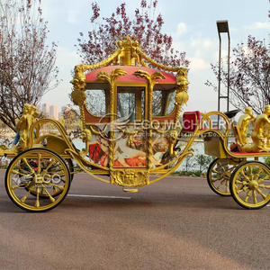 Sculpture de calèche royale électrique sans chevaux, calèche royale dorée de haute qualité à vendre - Product Image 6