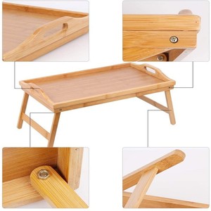 Bamboo Serving <b>Tray</b> With Handle Rectangular <b>Tea</b> <b>Tray</b> For Bed Use Wooden Pattern - Product Image 4