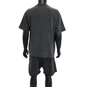Kaus kustom dicuci asam Pria 280G kaus Streetwear batu hitam Retro 100% katun kosong kaus kustom ukuran besar <span class=keywords><strong>Vintage</strong></span> - Product Image 2