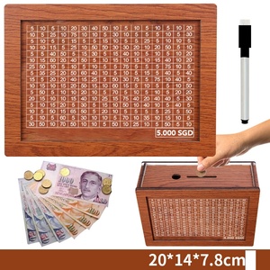 Caja de caja de dinero personalizada hucha de madera 10000 SGD 5000 CAD 5000 AUD caja de ahorro de dinero para niños banco de monedas contador de madera creativo - Product Image 3