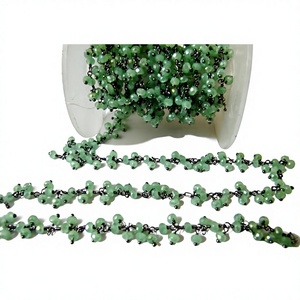 Chaîne de perles facettées en calcédoine verte, chaîne de perles en quartz hydro, vendue au mètre, prix de gros - Product Image 1