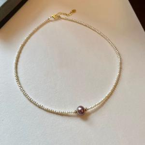 สร้อยคอจี้ไข่มุกน้ำจืดธรรมชาติใหม่ปี 2025 สำหรับผู้หญิง ไข่มุกแท้สีม่วง พร้อมสายคล้องคอ - Product Image 4