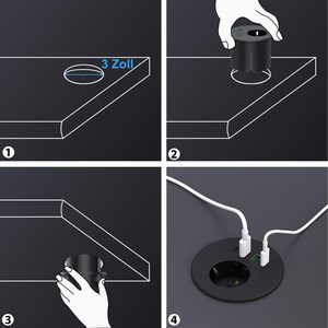 Presa di Corrente Industriale Personalizzata in ABS con <span class=keywords><strong>2</strong></span> Prese AC e 4 Porte USB, Ricarica USB-A e USB-C, Foro da 3 Pollici, Alimentatore da Scrivania di Grado Ospedaliero - Product Image 5