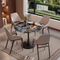 Table de négociation ronde en marbre de petite taille pour la réception des invités, les réunions d'affaires, le café, le balcon, le bureau des ventes - Design de luxe