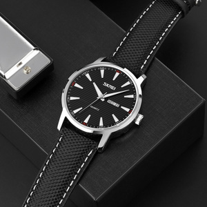 Reloj cronógrafo redondo para hombre, correa de cuero de lujo, reloj de cuarzo resistente al agua 30M - Product Image 1