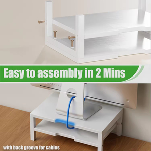 Tre màn hình đứng 2 Tier tre màn hình đứng cho bàn, trắng máy tính risers với lưu trữ máy tính xách tay Máy tính để bàn đứng - Product Image 3