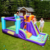 Château gonflable pour enfants avec toboggan extérieur et piscine à balles, salle de fête gonflable commerciale avec souffleur