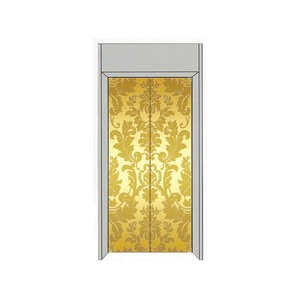Composant d'ascenseur d'hôtel moderne et durable, portes de palier automatiques à gravure miroir doré - Product Image 6