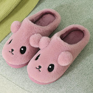 Chaussons d'intérieur en coton pour femme avec fourrure en peluche mignonne, chauds pour l'hiver, antidérapants, à semelle épaisse, doux et respirants - Product Image 4