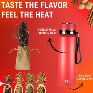 Custom 316 Stainless Steel Width Mouth Vacuum Thermos Sports Vacuum Sling Water Cup <b>Tea</b> Cup with <b>Infuser</b> - Product Image 3