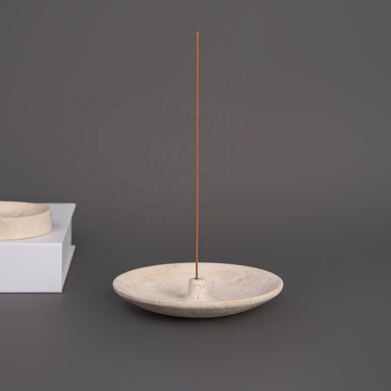Custom Beige Travertine Incense Burner with