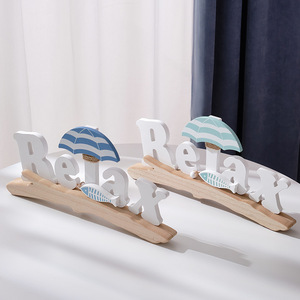 Décoration de maison en bois de pin style méditerranéen, ensemble multi-pièces, thème plage et détente - Product Image 3