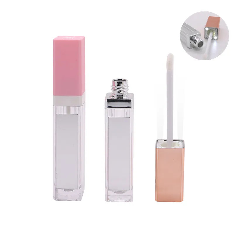 Розовые Квадратные пустые светодиодные светильники для губ с подсветкой и зеркалом для косметики