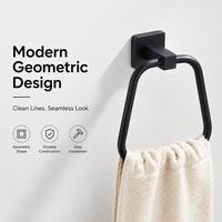 Porte-serviettes noir, support mural pour serviettes en acier inoxydable SUS304, porte-serviettes pour salle de bain, anneau porte-serviettes noir mat