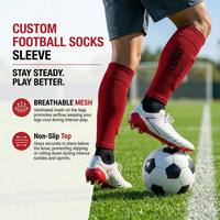 Chaussettes de football personnalisées, chaussettes de sport pour hommes, en polyester/nylon tricoté, respirantes, à séchage rapide, absorbant la transpiration, antibactériennes
