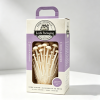 Boîte de culture de champignons frais en carton avec poignée, emballage en pulpe recyclée