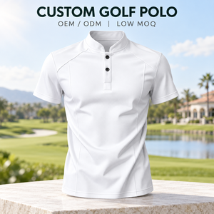 Camiseta Polo Deportiva Blanca para Hombre, de Secado Rápido, con Costuras Raglán, Cuello Alto, para Golf, Personalizable con Logotipo - Product Image 1