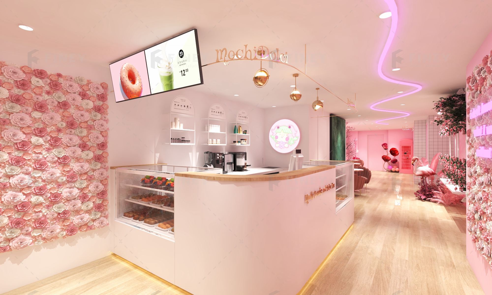 Latte negozio di tè di disegno