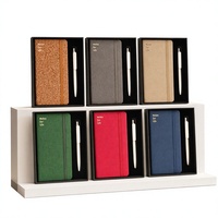 Ensemble de carnets en tissu personnalisé, couverture en liège, journal, carnet cadeau avec stylo, fermeture élastique pour le bureau, l'école, la promotion